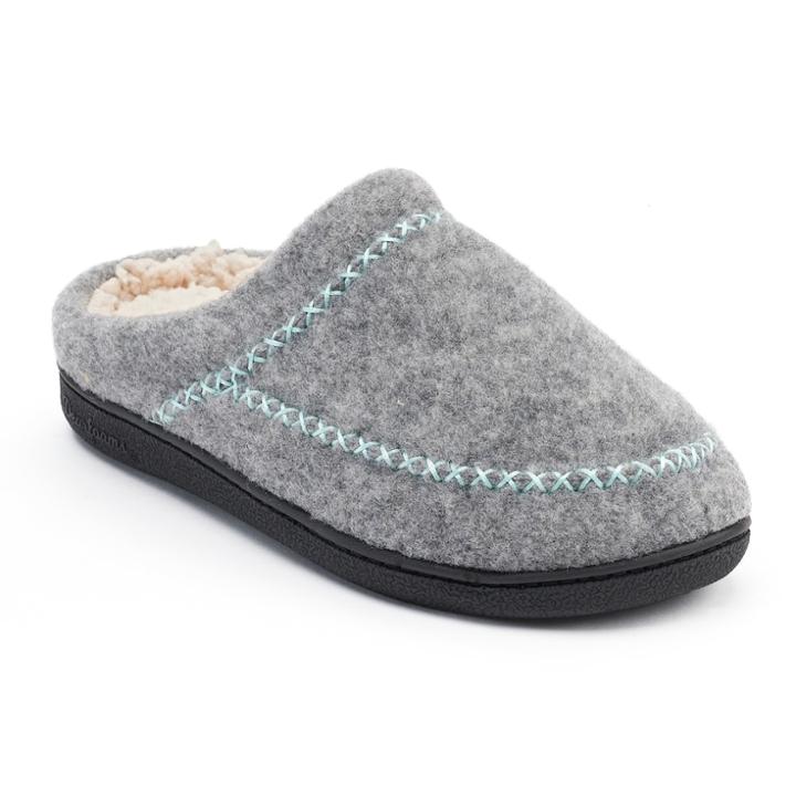 Dearfoams Women's Felt Cross-stitch Slippers, Size: Xlg Medium, Grey Other