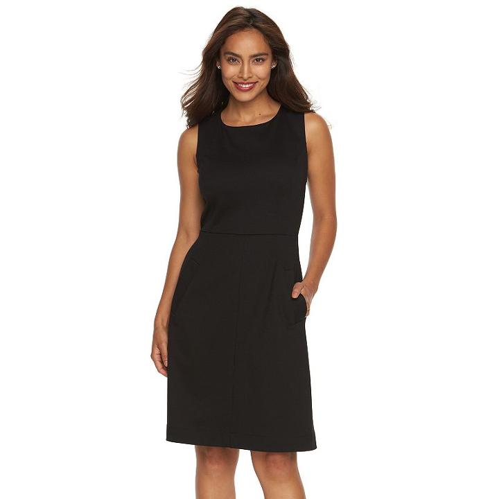 Women's Croft & Barrow&reg; Ponte Sheath Dress, Size: Xl, Black