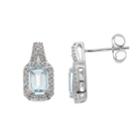 Sterling Silver Simulated Aquamarine & Lab-created White Zircon Stud Earrings, Women's, Blue