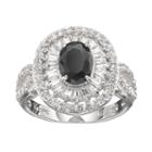 Sophie Miller Cubic Zirconia Sterling Silver Oval Ring, Women's, Size: 7, Black