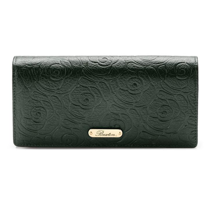Buxton Rose Garden Leather Expandable Clutch, Women's, Black