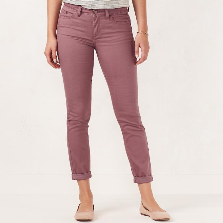Women's Lc Lauren Conrad Cuffed Ankle Skinny Jeans, Size: 10, Med Purple