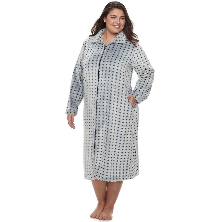 Plus Size Croft & Barrow&reg; Plush Zip Lounger, Women's, Size: 2xl, Dark Blue