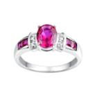 Lab-created Ruby & Lab-created White Sapphire Sterling Silver Ring, Women's, Size: 7, Red