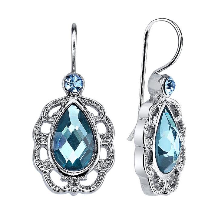 1928 Teardrop Earrings, Girl's, Blue