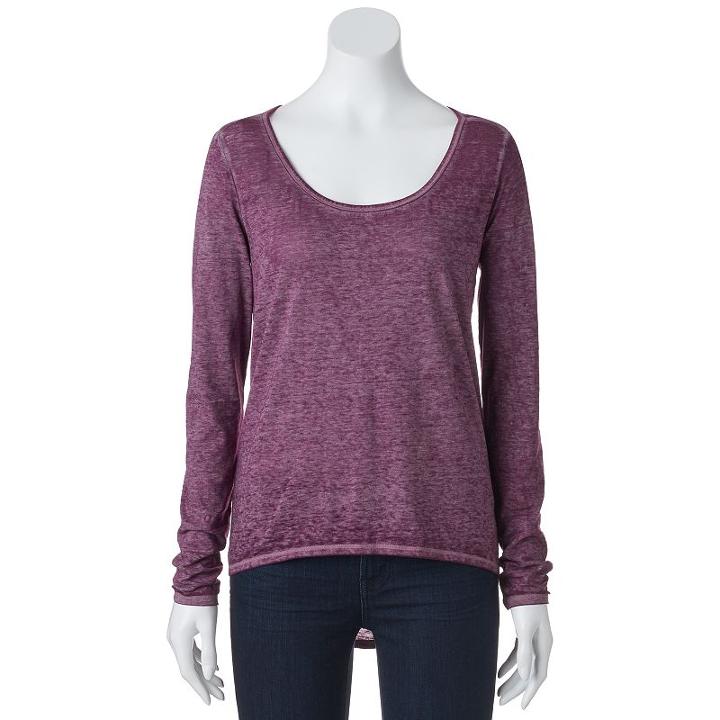 Juniors' Mudd&reg; Burnout High Low Tee, Girl's, Size: Medium, Med Purple