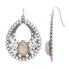 Mudd&reg; Marbled Cabochon Filigree Nickel Free Teardrop Earrings, Women's, White