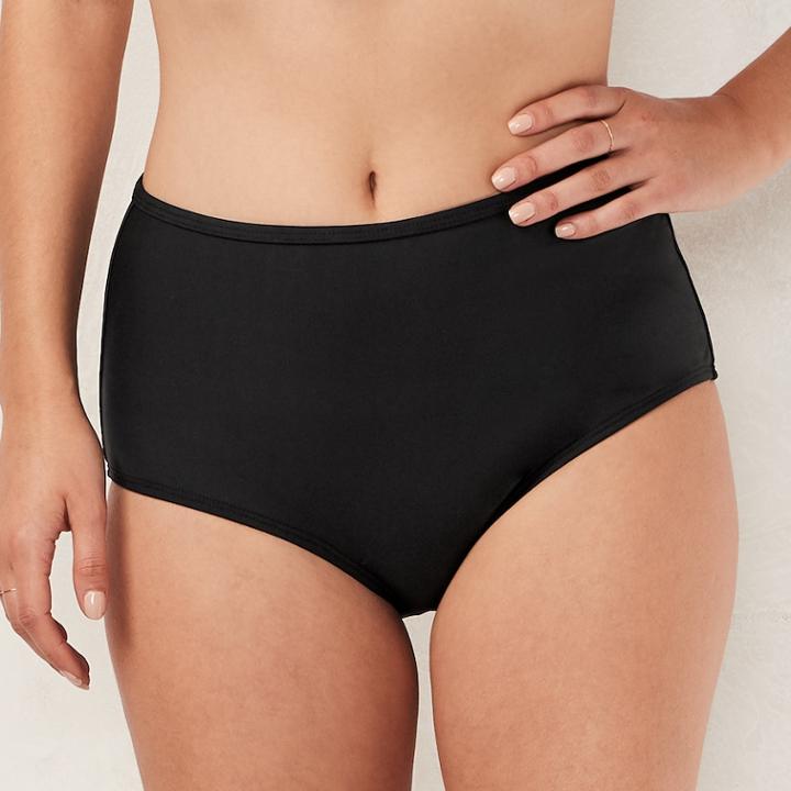 Women's Lc Lauren Conrad Beach Shop High-waisted Brief Bottoms, Size: Small, Black