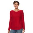Women's Croft & Barrow&reg; Lurex Ribbed Sweater, Size: Large, Dark Red