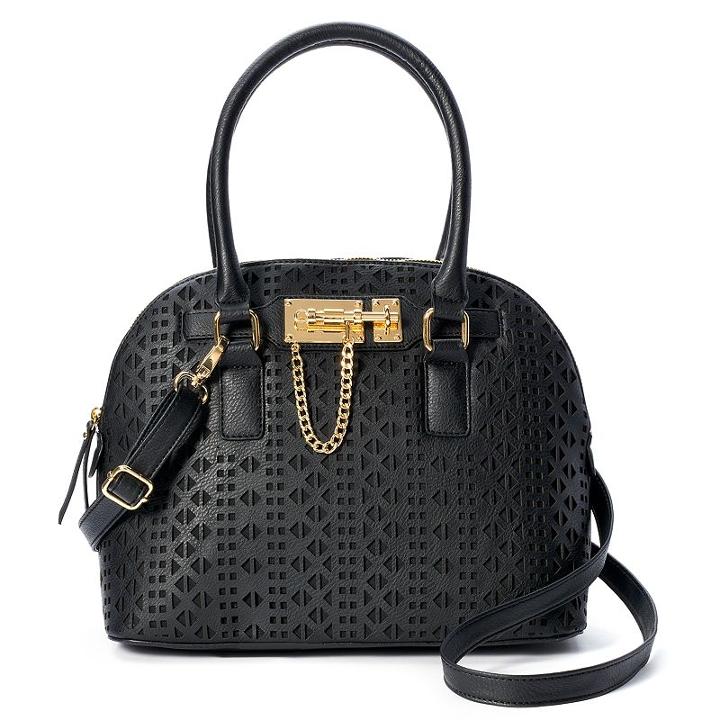 Apt. 9&reg; Zoe Laser-cut Convertible Dome Satchel, Women's, Black