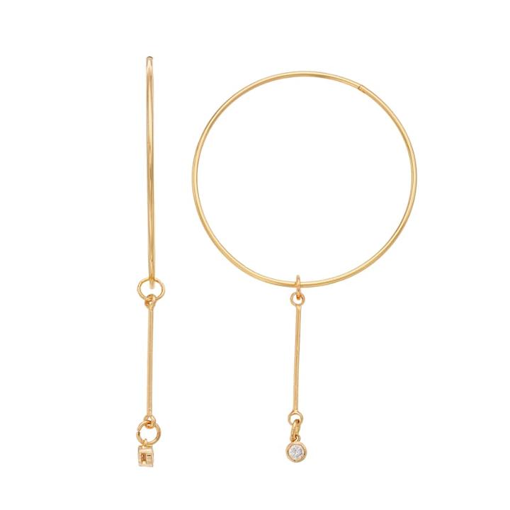 Lc Lauren Conrad Simulated Crystal Drop Nickel Free Hoop Earrings, Women's, Gold