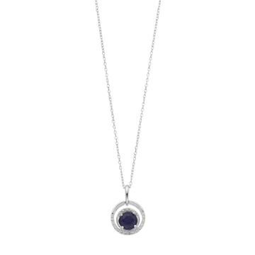 Radiant Gem Sterling Silver Lab-created Sapphire & Diamond Accent Circle Pendant Necklace, Women's, Size: 18, Blue