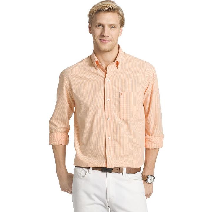 Izod, Men's Classic-fit Solid Button-down Shirt, Size: Xl, Brt Orange