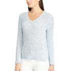 Women's Chaps Waffle-weave V-neck Sweater, Size: Small, Blue (navy)