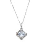 Radiant Gem Sterling Silver Simulated Aquamarine & Diamond Accent Halo Pendant Necklace, Women's, Size: 18, Blue