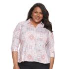 Plus Size Dana Buchman Pleated Peplum Shirt, Women's, Size: 3xl, White