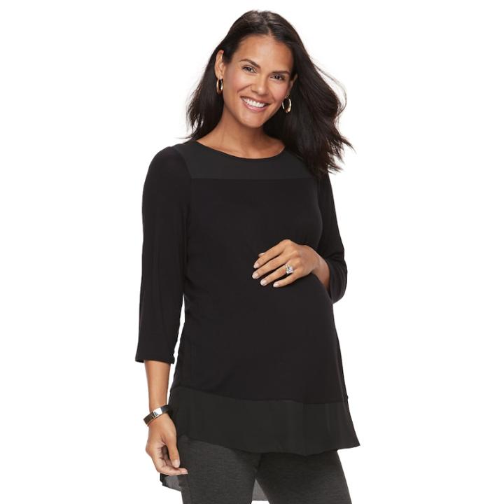 Maternity A:glow Mixed-media Tee, Women's, Size: S-mat, Black
