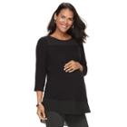 Maternity A:glow Mixed-media Tee, Women's, Size: S-mat, Black
