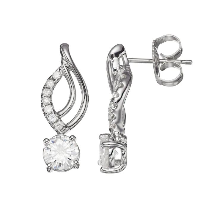 Forever Brilliant 14k White Gold 1 1/8 Carat T.w. Lab-created Moissanite Drop Earrings, Women's