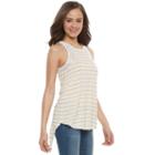 Juniors' So&reg; Lace Trim Split-back Tank, Girl's, Size: Medium, Gold