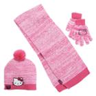 Girls 4-16 Hello Kitty&reg; Marled Pom-pom Hat, Gloves & Scarf Set, Girl's, Pink
