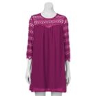 Juniors' Speechless Lace Illusion Shift Dress, Girl's, Size: Large, Drk Purple