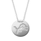 Detroit Lions Sterling Silver Team Logo Disc Pendant Necklace, Women's, Size: 18, Grey