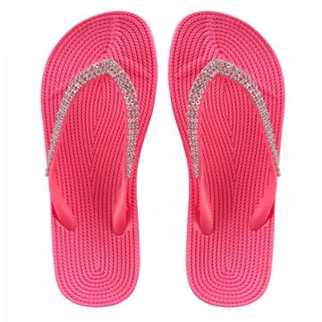 Girls 4-16 Elli By Capelli Rhinestone Woven Jelly Flip Flops, Size: 12/13, Med Pink