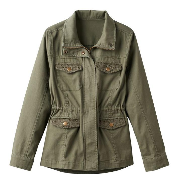 Girls 7-16 Mudd&reg; Crochet Pocket Utility Jacket, Girl's, Size: 10, Med Green
