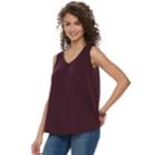 Juniors' So&reg; Pocket V-neck Tank, Teens, Size: Small, Drk Purple