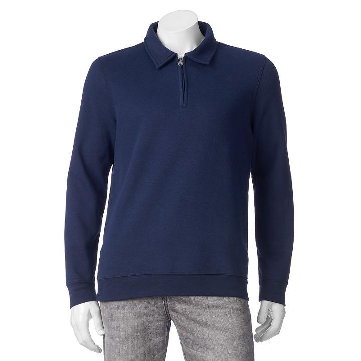 Big & Tall Croft & Barrow&reg; Fleece Quarter-zip Polo, Men's, Size: 3xl Tall, Blue