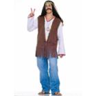 Adult Faux-suede Hippie Costume Vest, Size: Standard, Brown