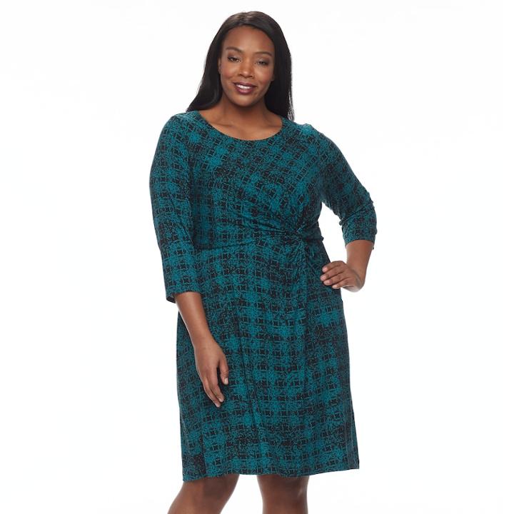 Plus Size Dana Buchman Waist Twist Dress, Women's, Size: 0x, Dark Blue