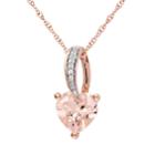 Stella Grace 10k Rose Gold Morganite And Diamond Accent Heart Pendant, Women's, Size: 17, Pink