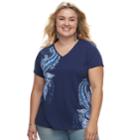 Plus Size Sonoma Goods For Life&trade; Graphic V-neck Tee, Women's, Size: 3xl, Blue (navy)
