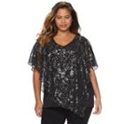 Plus Size Ab Studio Foiled Popover Top, Women's, Size: 2xl, Ovrfl Oth