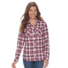 Petite Croft & Barrow&reg; Flannel Plaid Button-down Shirt, Women's, Size: L Petite, Med Purple
