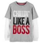 Boys 4-12 Carter's Chillin' Like A Boss Mock Layer Graphic Tee, Size: 7, Light Grey