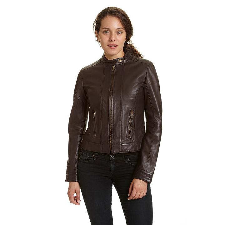 Women's Excelled Leather Scuba Jacket, Size: Xl, Brown