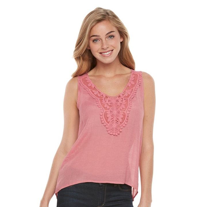 Women's Harve Benard Embroidered High-low Tank, Size: Small, Med Pink
