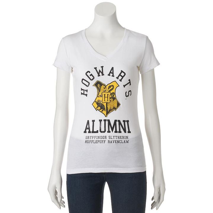 Juniors' Harry Potter Hogwarts Alumni Graphic Tee, Girl's, Size: Small, White