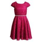 Girls 7-16 Emily West Crocheted Glitter Rhinestone Waist Dress, Size: 7, Dark Red