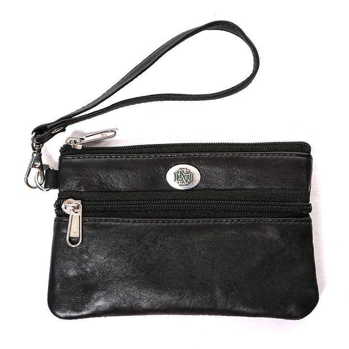 North Dakota Fighting Hawks Leather Wristlet, Women's, Black
