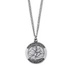 Sterling Silver  Saint Anthony, Pray For Us Medal Pendant Necklace, Adult Unisex, Size: 24, Grey