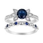 14k White Gold Sapphire & 1/3 Carat T.w. Diamond Engagement Ring Set, Women's, Size: 8, Blue