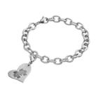 Fiora Stainless Steel Mississippi State Bulldogs Heart Charm Bracelet, Women's, Size: 8, Grey