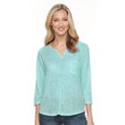 Women's Kate And Sam High-low Linen Tee, Size: Large, Med Blue