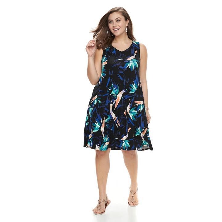 Plus Size Apt. 9&reg; Strappy V-back Dress, Women's, Size: 2xl, Black