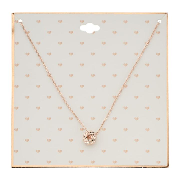 Rose Gold Tone Love Knot Pendant Necklace, Women's, Light Pink