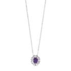 Sterling Silver Amethyst & White Topaz Oval Pendant Necklace, Women's, Size: 18, Purple